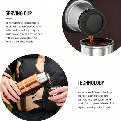 470ml Stainless Steel Vacuum Insulated Flask FREE with 2-Chair Set