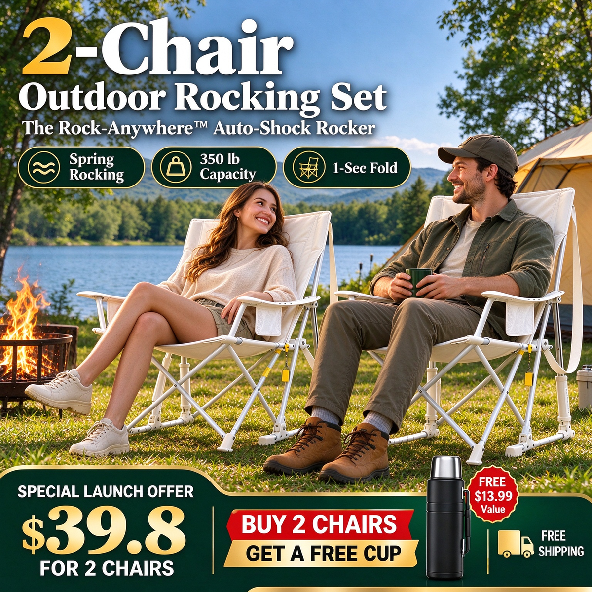 The Rock-Anywhere™ Auto-Shock Rocker – 2 Chair Set