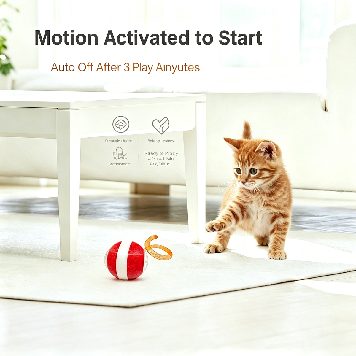 Automatic Rolling Cat Toy Interactive Electric Pet Toy with Feather &amp; Mesh Tail