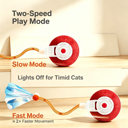 Automatic Rolling Cat Toy Interactive Electric Pet Toy with Feather &amp; Mesh Tail