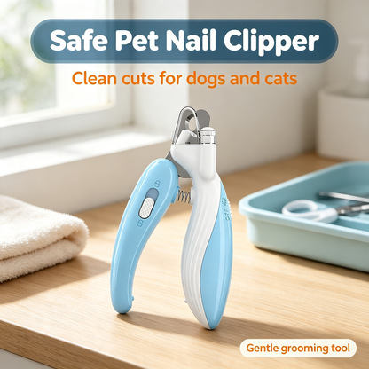 Pet Nail Clipper with LED Light, Nail Catcher and Safety Lock for Cats and Dogs