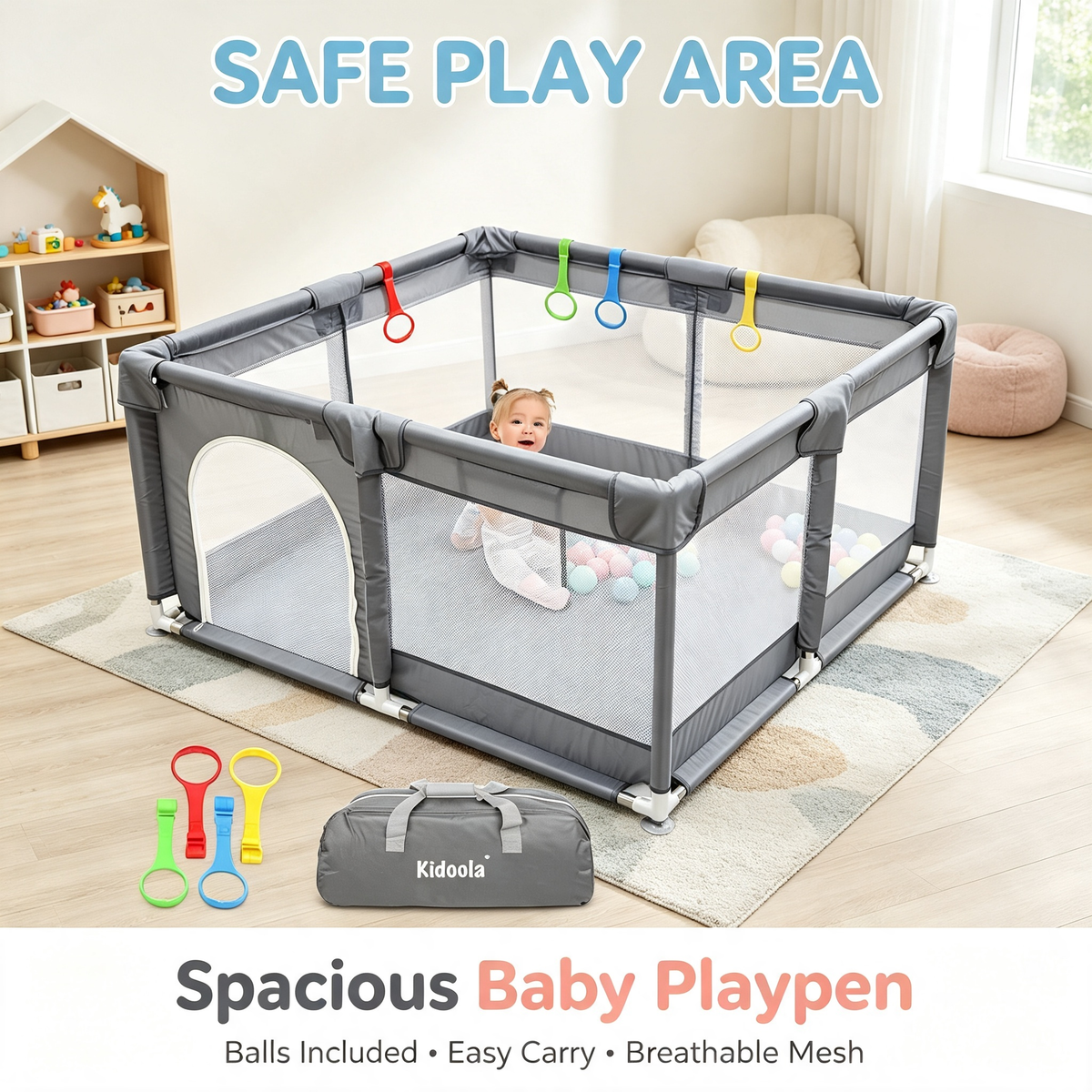 Square Baby Playpen with Accessory Set
