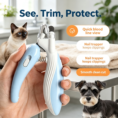 Pet Nail Clipper with LED Light, Nail Catcher and Safety Lock for Cats and Dogs