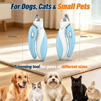 Pet Nail Clipper with LED Light, Nail Catcher and Safety Lock for Cats and Dogs